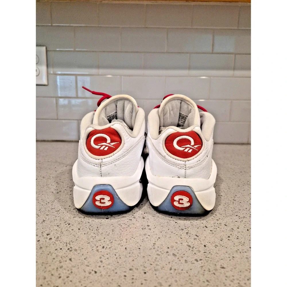 Reebok Question Low White Red Ice Size 9.5 Mens Suede Tip